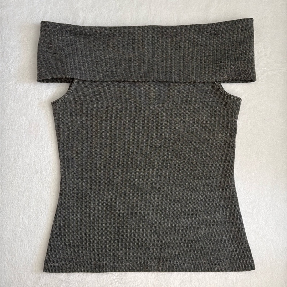 {Ssense} Beaufille | Wool Cotton Blend Fold Over Off The Shoulder Knit Top (L)